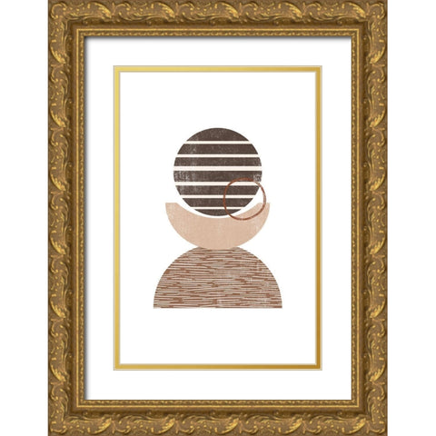 Mod Century Gold Ornate Wood Framed Art Print with Double Matting by JJ Design House