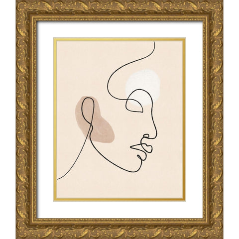 About Face Gold Ornate Wood Framed Art Print with Double Matting by JJ Design House