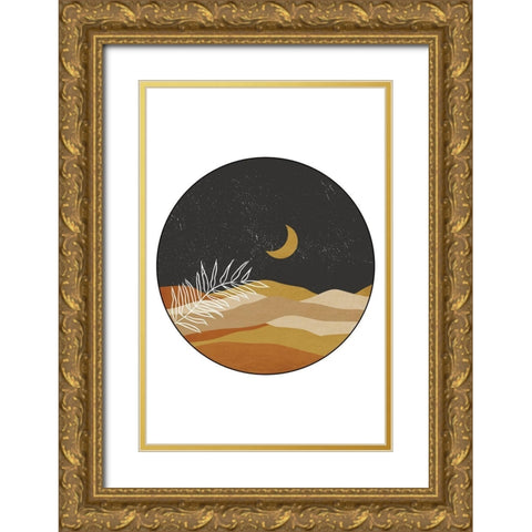 Mountain Moonrise Gold Ornate Wood Framed Art Print with Double Matting by JJ Design House