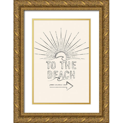 The Beach Gold Ornate Wood Framed Art Print with Double Matting by JJ Design