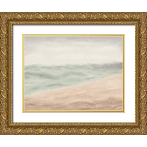 Soft Mod Ocean Gold Ornate Wood Framed Art Print with Double Matting by JJ Design House
