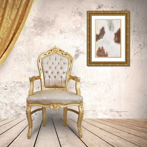Neutral Warm Abstract Gold Ornate Wood Framed Art Print with Double Matting by JJ Design House