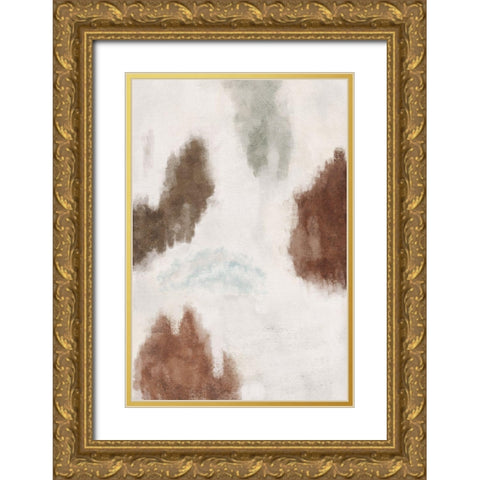 Neutral Warm Abstract Gold Ornate Wood Framed Art Print with Double Matting by JJ Design House