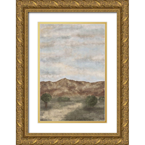 Neutral Warm Landscape Gold Ornate Wood Framed Art Print with Double Matting by JJ Design House