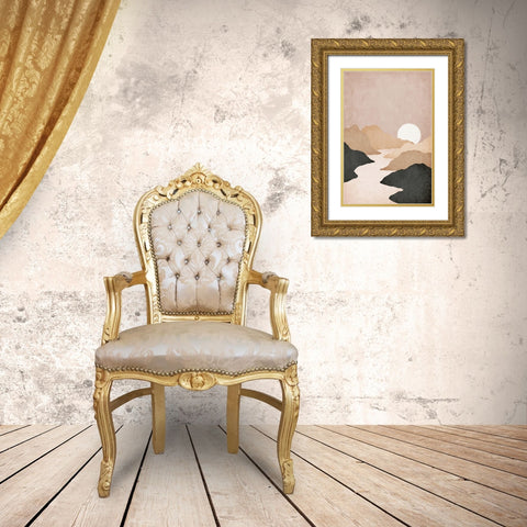 Mountains Gold Ornate Wood Framed Art Print with Double Matting by JJ Design House