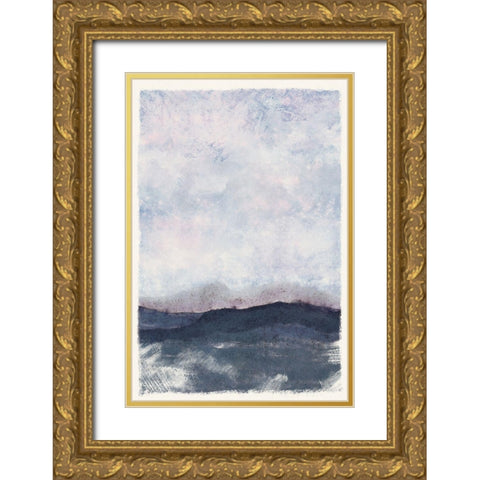 Blue Mountains Gold Ornate Wood Framed Art Print with Double Matting by JJ Design