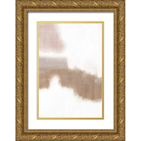 Abstract Neutral III Gold Ornate Wood Framed Art Print with Double Matting by JJ Design