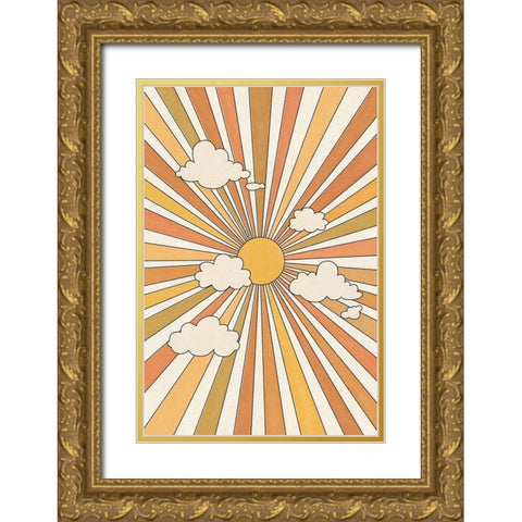 Cloudy Sun Gold Ornate Wood Framed Art Print with Double Matting by JJ Design