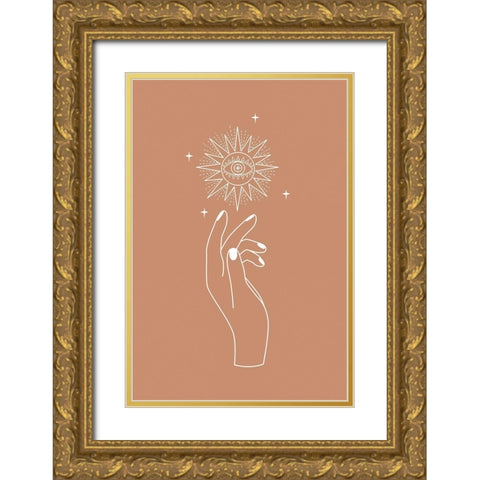 Eye Hand Gold Ornate Wood Framed Art Print with Double Matting by JJ Design