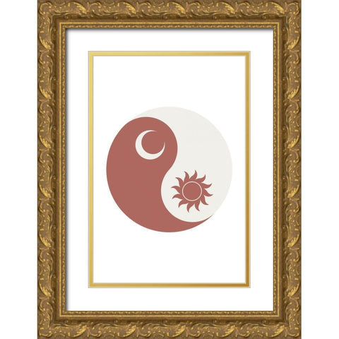 Yin Yang Gold Ornate Wood Framed Art Print with Double Matting by JJ Design