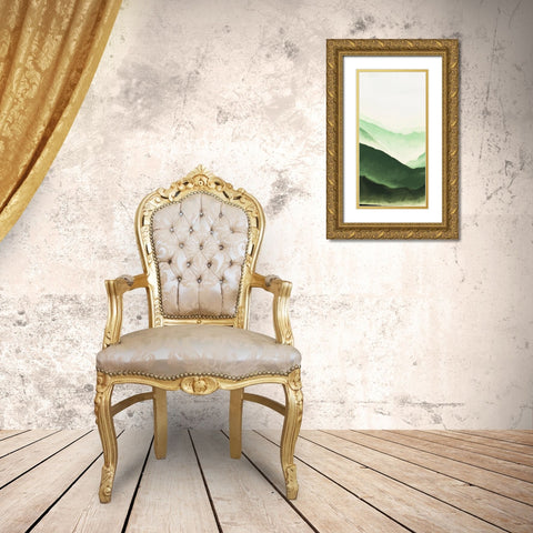 Emerald Mountains Gold Ornate Wood Framed Art Print with Double Matting by JJ Design House