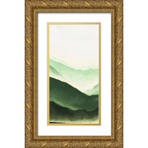 Emerald Mountains Gold Ornate Wood Framed Art Print with Double Matting by JJ Design House