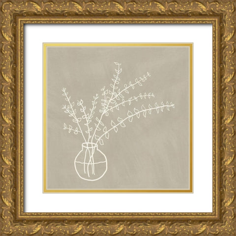 Beige Vase Gold Ornate Wood Framed Art Print with Double Matting by JJ Design