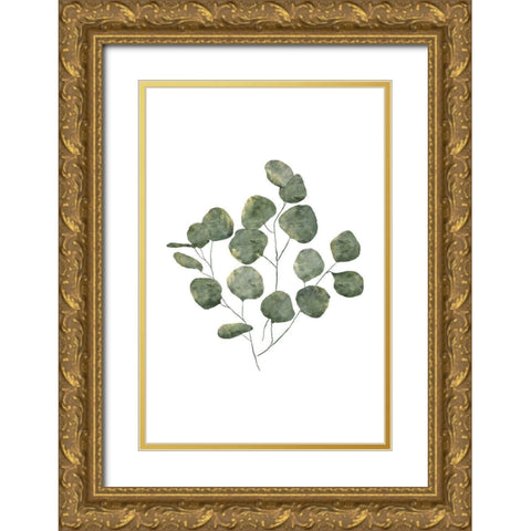 Eucalyptus Leaves Gold Ornate Wood Framed Art Print with Double Matting by JJ Design
