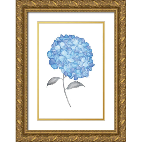 Blue Flower II Gold Ornate Wood Framed Art Print with Double Matting by JJ Design