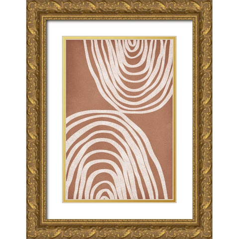 Abstract Arches Gold Ornate Wood Framed Art Print with Double Matting by JJ Design