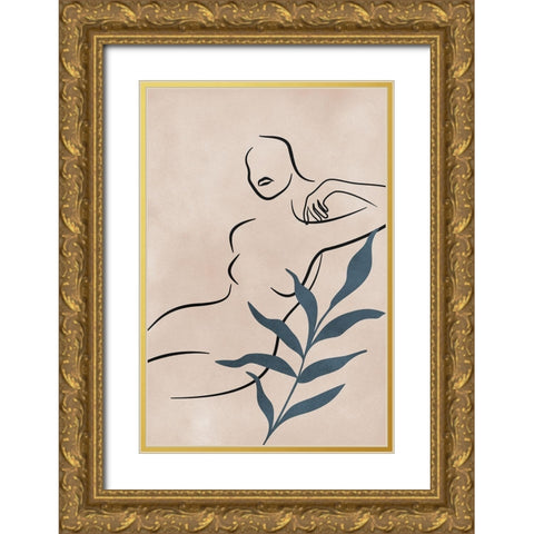 Boho in Bloom II Gold Ornate Wood Framed Art Print with Double Matting by JJ Design