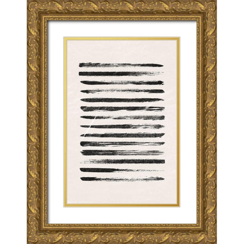 Black Lines Gold Ornate Wood Framed Art Print with Double Matting by JJ Design