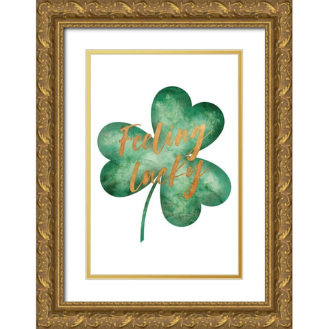 Feeling Lucky Gold Ornate Wood Framed Art Print with Double Matting by JJ Design