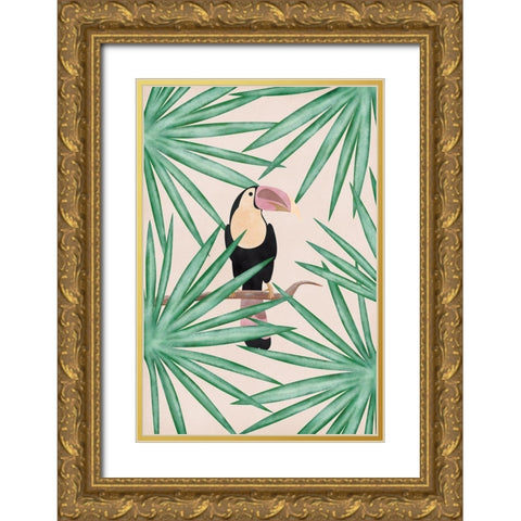 Toucan Gold Ornate Wood Framed Art Print with Double Matting by JJ Design