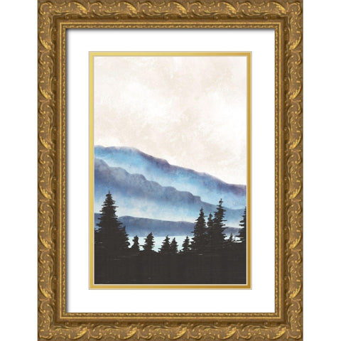 Blue Landscape II Gold Ornate Wood Framed Art Print with Double Matting by JJ Design