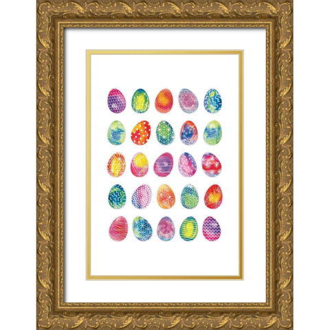 Easter Eggs Gold Ornate Wood Framed Art Print with Double Matting by JJ Design