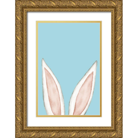 Bunny Ears Gold Ornate Wood Framed Art Print with Double Matting by JJ Design