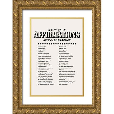 Self Care Practice Gold Ornate Wood Framed Art Print with Double Matting by JJ Design