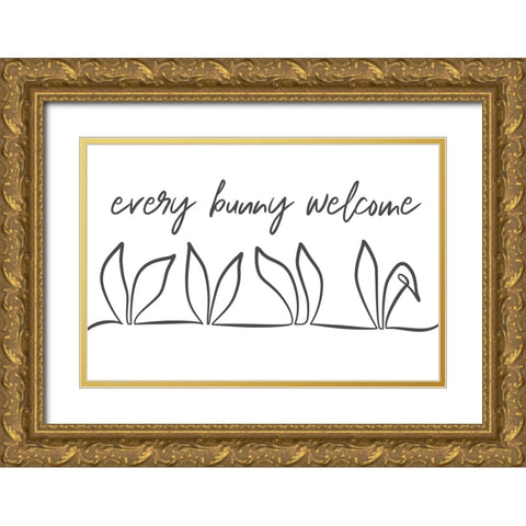 Every Bunny Gold Ornate Wood Framed Art Print with Double Matting by JJ Design