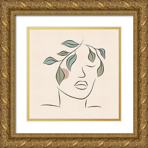 About Face Botanical II Gold Ornate Wood Framed Art Print with Double Matting by JJ Design