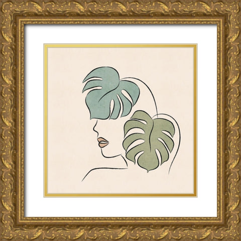 About Face Botanical III Gold Ornate Wood Framed Art Print with Double Matting by JJ Design