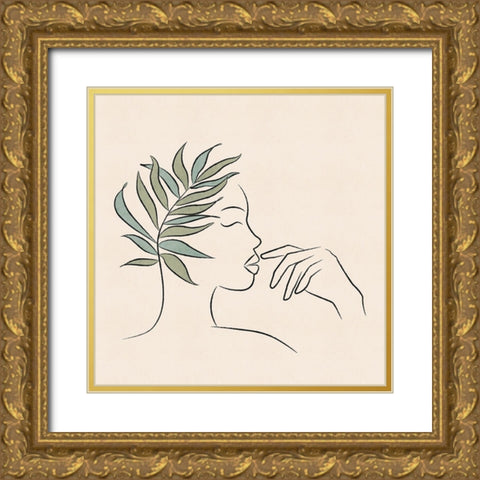 About Face Botanical IV Gold Ornate Wood Framed Art Print with Double Matting by JJ Design