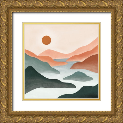 Landscape Gold Ornate Wood Framed Art Print with Double Matting by JJ Design