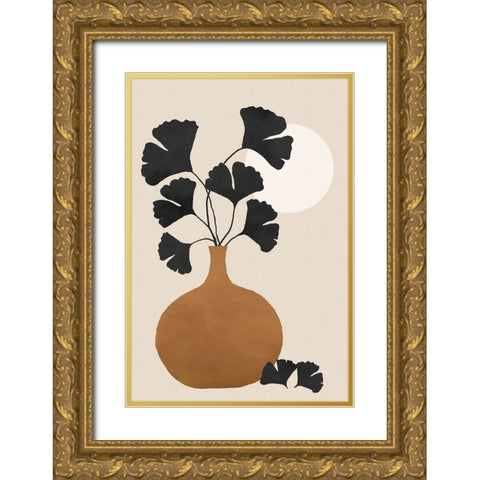 Gingko Gold Ornate Wood Framed Art Print with Double Matting by JJ Design