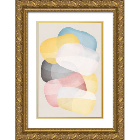 Soft Shapes III Gold Ornate Wood Framed Art Print with Double Matting by JJ Design
