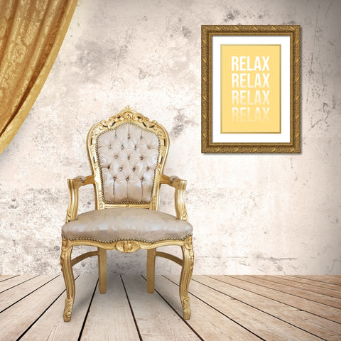 Relax Gold Ornate Wood Framed Art Print with Double Matting by JJ Design