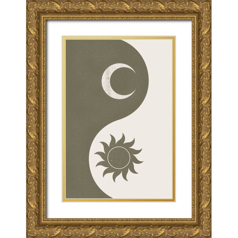 Yin Yang Gold Ornate Wood Framed Art Print with Double Matting by JJ Design