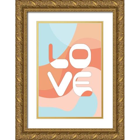 Love Gold Ornate Wood Framed Art Print with Double Matting by JJ Design