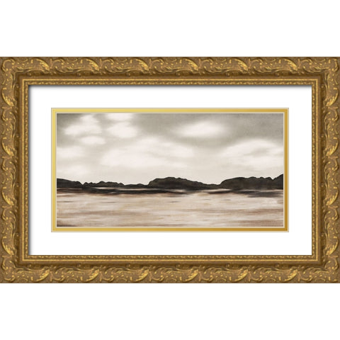 Neutral Landscape Gold Ornate Wood Framed Art Print with Double Matting by JJ Design