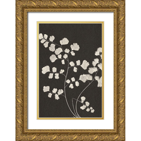 Vintage Ferns III Gold Ornate Wood Framed Art Print with Double Matting by JJ Design