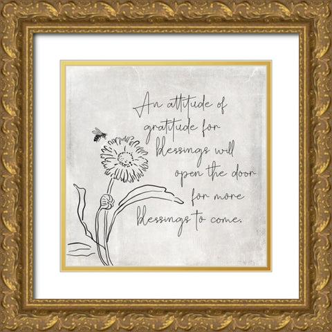 Attitude of Gratitude Gold Ornate Wood Framed Art Print with Double Matting by JJ Design