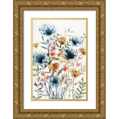 Wildflowers I Gold Ornate Wood Framed Art Print with Double Matting by JJ Design