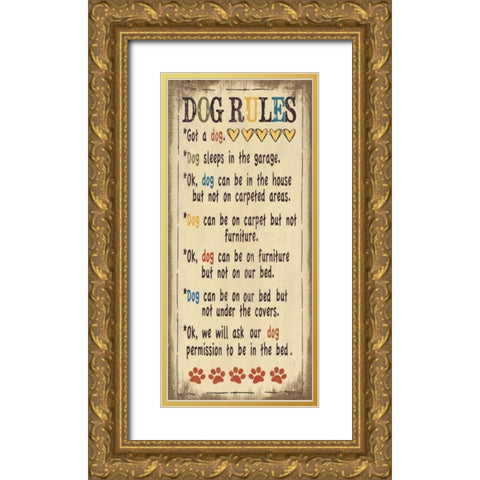 Dog Rules Gold Ornate Wood Framed Art Print with Double Matting by Moulton, Jo