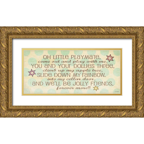 Little Playmate Gold Ornate Wood Framed Art Print with Double Matting by Moulton, Jo