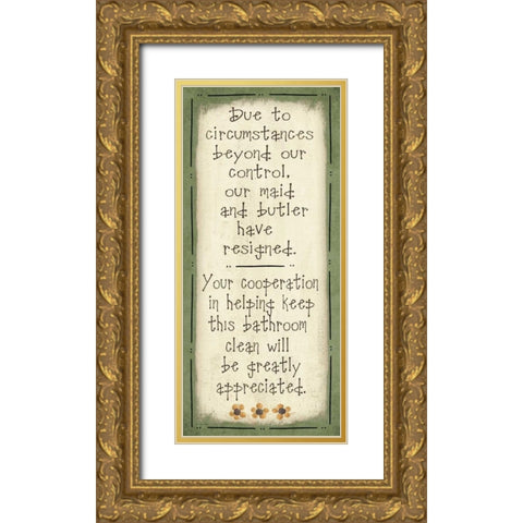 Bathroom Clean Gold Ornate Wood Framed Art Print with Double Matting by Moulton, Jo