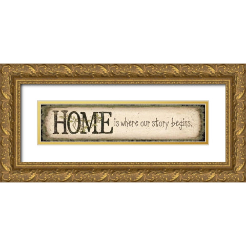 Home Gold Ornate Wood Framed Art Print with Double Matting by Moulton, Jo