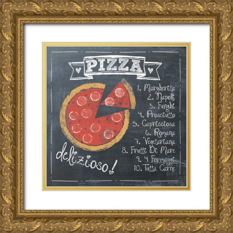 Pizza Gold Ornate Wood Framed Art Print with Double Matting by Moulton, Jo