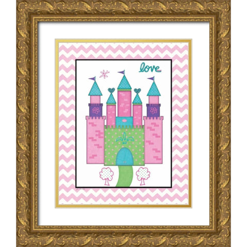 Princess Castle Gold Ornate Wood Framed Art Print with Double Matting by Moulton, Jo