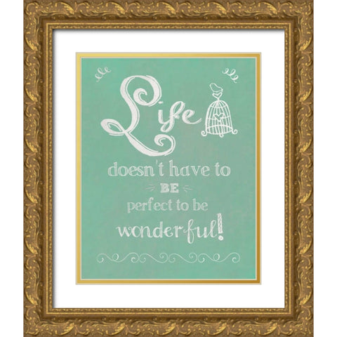 Wonderful Perfect - Mint Gold Ornate Wood Framed Art Print with Double Matting by Moulton, Jo