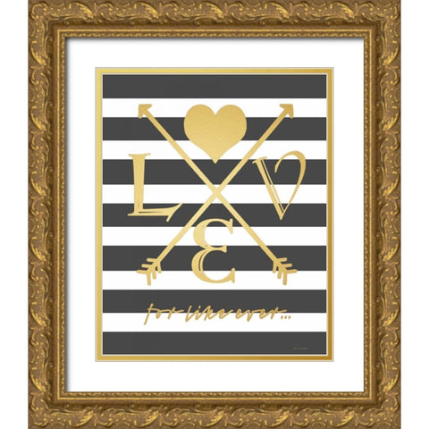 Faux Gold For Like Ever Gold Ornate Wood Framed Art Print with Double Matting by Moulton, Jo